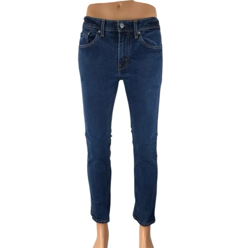 Levi's Men's Blue Dark Wash Mid Rise Stretch Skinny Leg Denim Jeans Pants 31x30